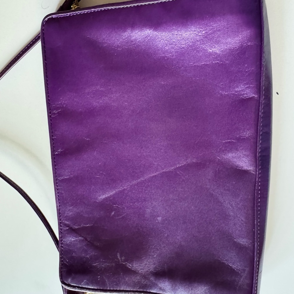 Vintage 80’s Genuine Leather Nolan Miller Dynasty Collection Purple Purse Bag - Picture 4 of 12